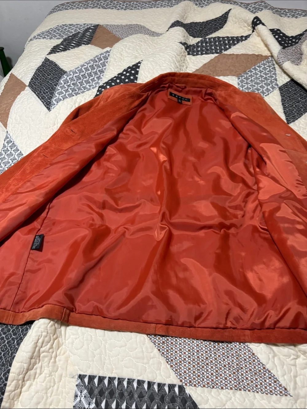 Rust Orange Suede Button Front Jacket - Picture 3 of 4
